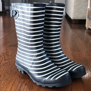 Navy and white rain boots, never worn.